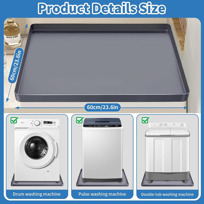 QSXVTR Washing Machine Drain Pan Silicone mat 27"x27" with 0.79" Raised Edges, Leak-Proof Silicone Mat, Non-Slip Waterproof Floor Protector for Washer Dryer (Grey) - Image 5
